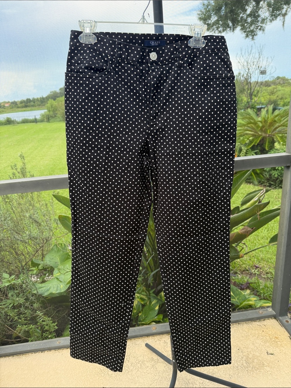 Chaps Black & White Polka Dot Cropped Jeans